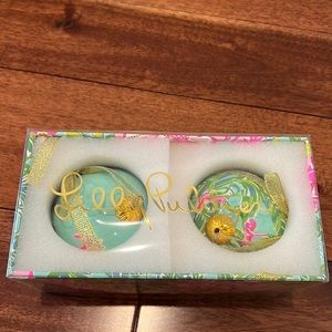 Lilly Pulitzer Ornament Set Seasalt Blue Fruity Flamingo - NWOT